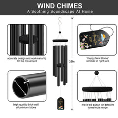 ASTARIN Personalized Retirement Gift Wind Chimes-26inch, 6 Tubes, Silver/Black