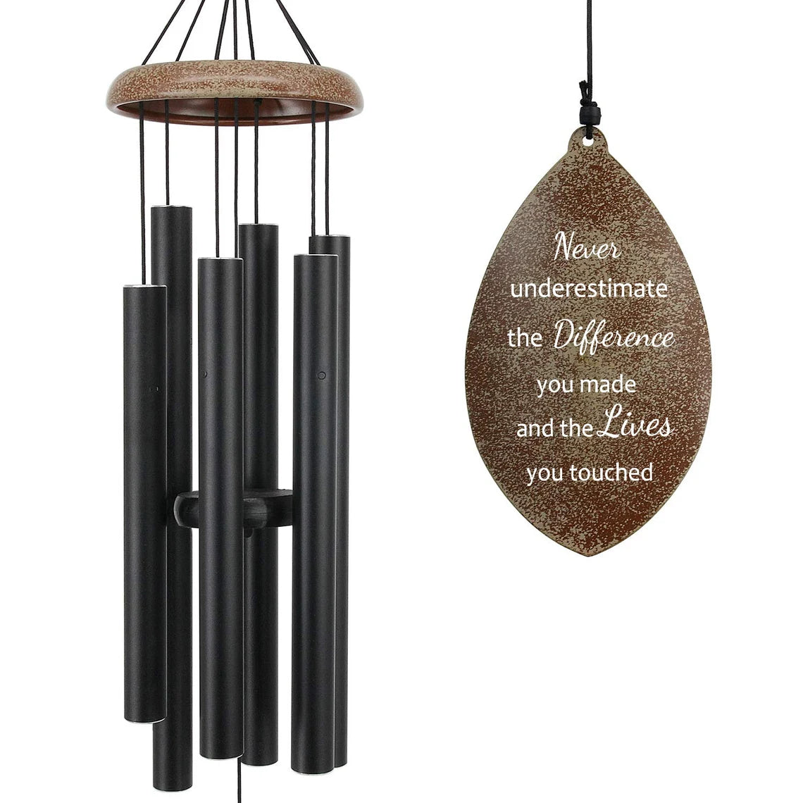 Personalized Retirement Gift Wind Chimes-35 inch, 6 Tubes, Golden/Black-Leaf Style - Astarin