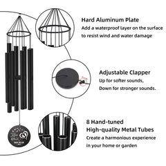 Custom commemorative ring wind chimes - 36 Inch Black，Memorial Gifts, Custom Memorial Gifts