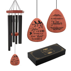 Personalized Pinewood Wind Chimes-30 Inch, 6 Tubes, Black/Red,Memorial Gifts for Loss of Mother Father Condolence Remembrance