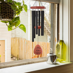 Personalized Pinewood Wind Chimes-30 Inch, 6 Tubes, Black/Red,Memorial Gifts for Loss of Mother Father Condolence Remembrance