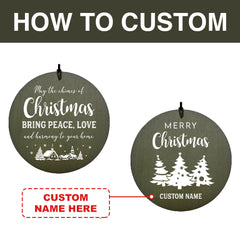 Personalized Christmas Wind Chimes-36 Inch, 5 Tubes, Gold-Disc Top, Christmas Tree Design ,Christmas Gift,In Loving Memory