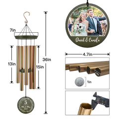 Personalized Wind Chimes Memorial Engraved Gift-36 Inch, Wind Chimes for Wedding, Custom Wind Chime for Wife,Husband, Housewarming Wedding Gift for New Couple