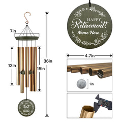 Personalized Retirement Gift Wind Chimes-36 inch, 5 Tubes, Gold-Happy Retirement