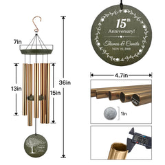 Personalized  Anniversary Windchime-36 Inch, 5 Tubes, Rose Gold， Memorial Gift, Custom Memorial Gifts