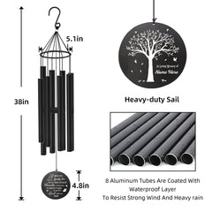 Personalized Memorial Wind Chimes - 36 Inch, 8 Tubes, Custom Metal Memorial Wind Chimes, Condolence Gifts For Lost Loved Ones