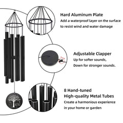Personalized Memorial Wind Chimes - 36 Inch, 8 Tubes, Custom Metal Memorial Wind Chimes, Condolence Gifts For Lost Loved Ones