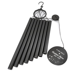 Personalized Memorial Wind Chime - 36 Inch, 8 Tubes, Black Metal Ring Style, Memorial Custom Gift