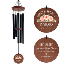 Personalized Wedding Anniversary Wind Chimes-36 Inch, 5 Tubes, Black/Gold