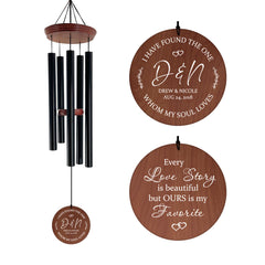 Personalized Wedding Anniversary Wind Chimes-36 Inch, 5 Tubes, Black/Gold