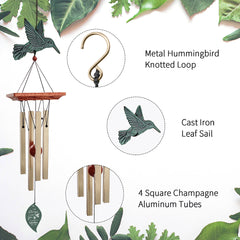 Personalized MemorialGift Wind Chimes-25 Inch, 4 Tubes, Bronze-Butterfly/Hummingbird/Dragonfly Style ，Small Wind Chime for Bereavement Outdoor