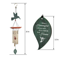 Personalized Gift Wind Chimes-25 Inch, 4 Tubes,  Memorial Wind Chime Outdoor for Remember Passed One, Wind Chimes with Hummingbird Butterfly Dragonfly for Patio Yard Decor