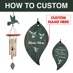 Personalized Gift Wind Chimes-25 Inch, 4 Tubes,  Memorial Wind Chime Outdoor for Remember Passed One, Wind Chimes with Hummingbird Butterfly Dragonfly for Patio Yard Decor
