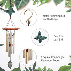 Personalized MemorialGift Wind Chimes-25 Inch, 4 Tubes, Bronze-Butterfly/Hummingbird/Dragonfly Style ，Memorial Custom Wind Chimes for  Patio Yard Decor