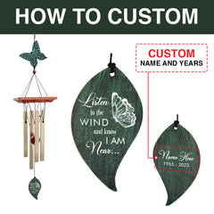 Personalized MemorialGift Wind Chimes-25 Inch, 4 Tubes, Bronze-Butterfly/Hummingbird/Dragonfly Style ，Memorial Custom Wind Chimes for  Patio Yard Decor