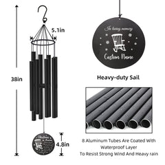 Personalized Memorial Wind Chime- 36 Inch Black,Memorial Wind Chime