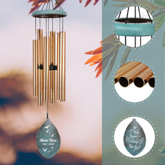 Personalized Memorial Wind Chimes-35 inch, 6 Tubes, Personalised Gift for Christmas, With Brave Wings She Flies