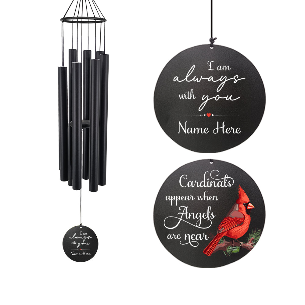 Personalized Memorial Wind Chime- 36 Inch Black, Memorial wind chime, Memorial Sympathy Gift, Cardinal Gift