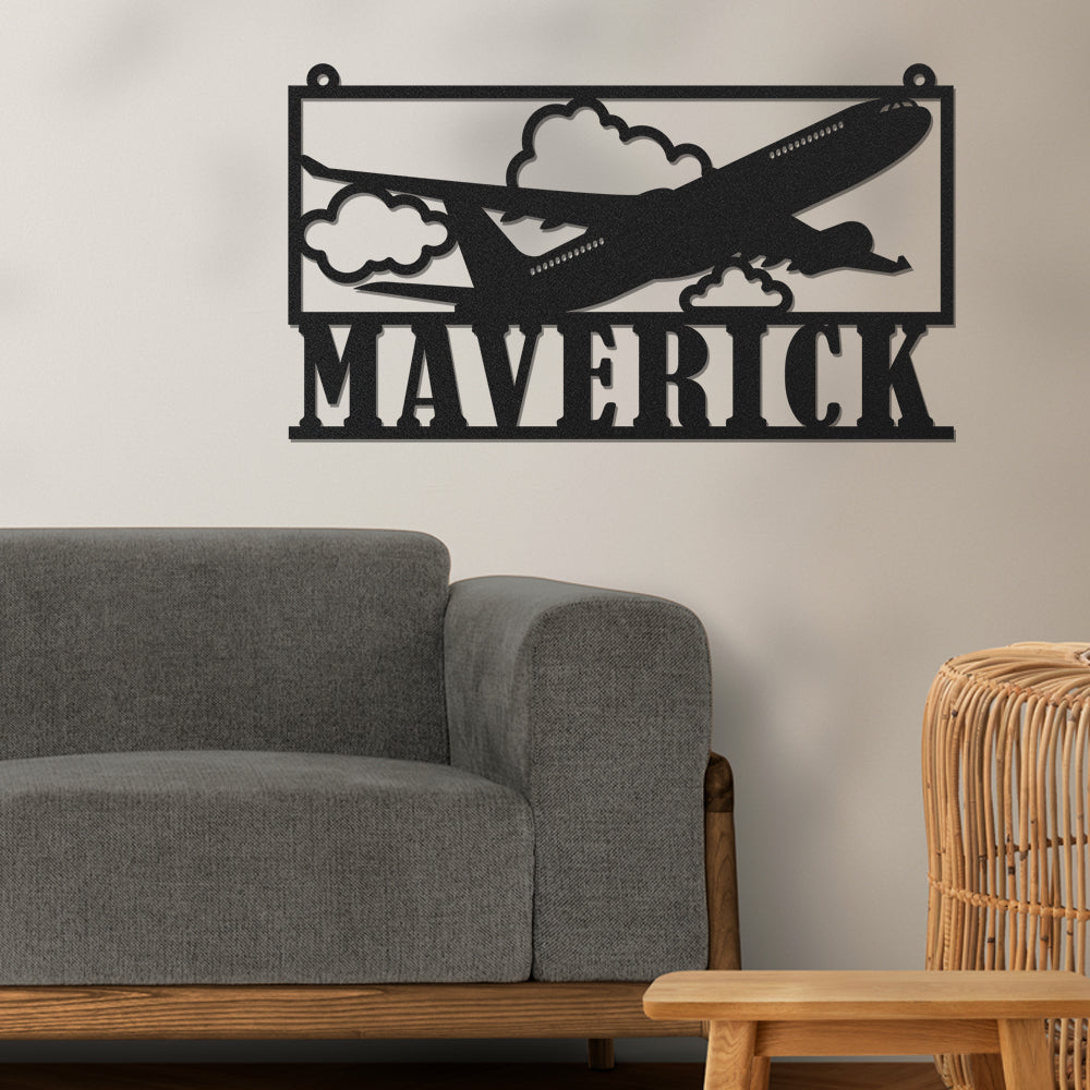Personalized Family Name Sign,Customized Propeller Plane Metal Sign,Custom Airplane Name Sign With Established Year,Wall Art,Monogram Sign Outdoor
