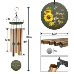 Personalized Memorial Life Series-36 Inch, 5 Tubes, Memorial Wind Chime as Sympathy Gift, Home Garden Patio Décor