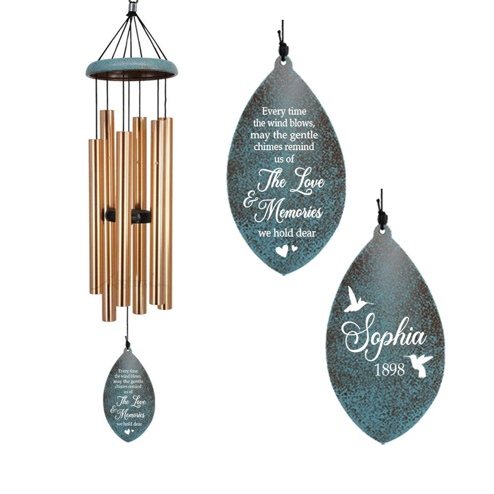 Personalized Wind Chimes for Outside, Custom Personalized Wind Bells, Gifts in Memory of Someone, Metal Wind Chime Gift in Garden, Patio, Porch, 36'' Golden, Black, Bronze,Red