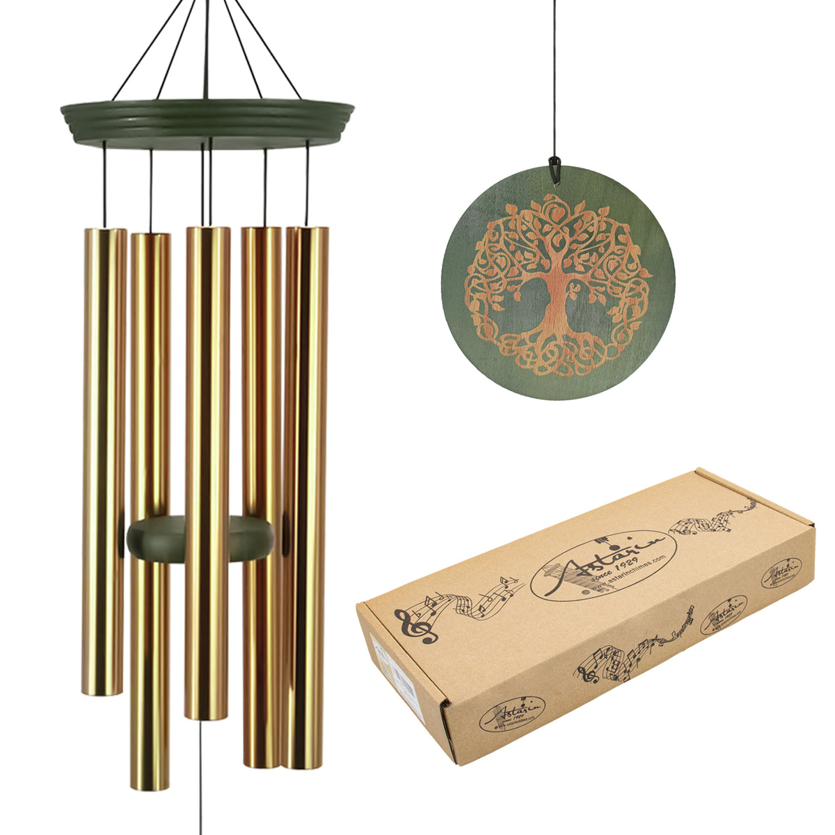 Tree of Life Wind Chimes- 36 Inch Gold