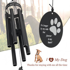 Pet Memorial Series - Wind Chimes 30 Inch in Memory of Lossed Love for Pets Black 6 Tubes