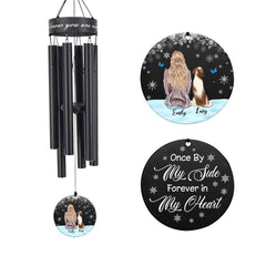 Personalized Pet Memorial Wind Chimes, Personalized Wind Bells for Cats & Dogs & Pets, Memorial Xmas Gift for Pet Keeper, Metal Wind Chime in Garden, Patio, Porch Decor, 30'' Black