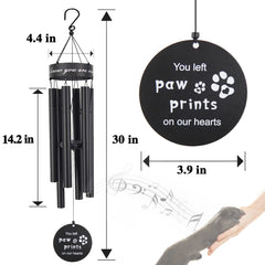 Pet Memorial Series - Wind Chimes 30 Inch in Memory of Lossed Love for Pets Black 6 Tubes
