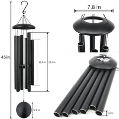 Memorial Series-Metal Wind Chimes-45 Inch, 6 tubes, Black
