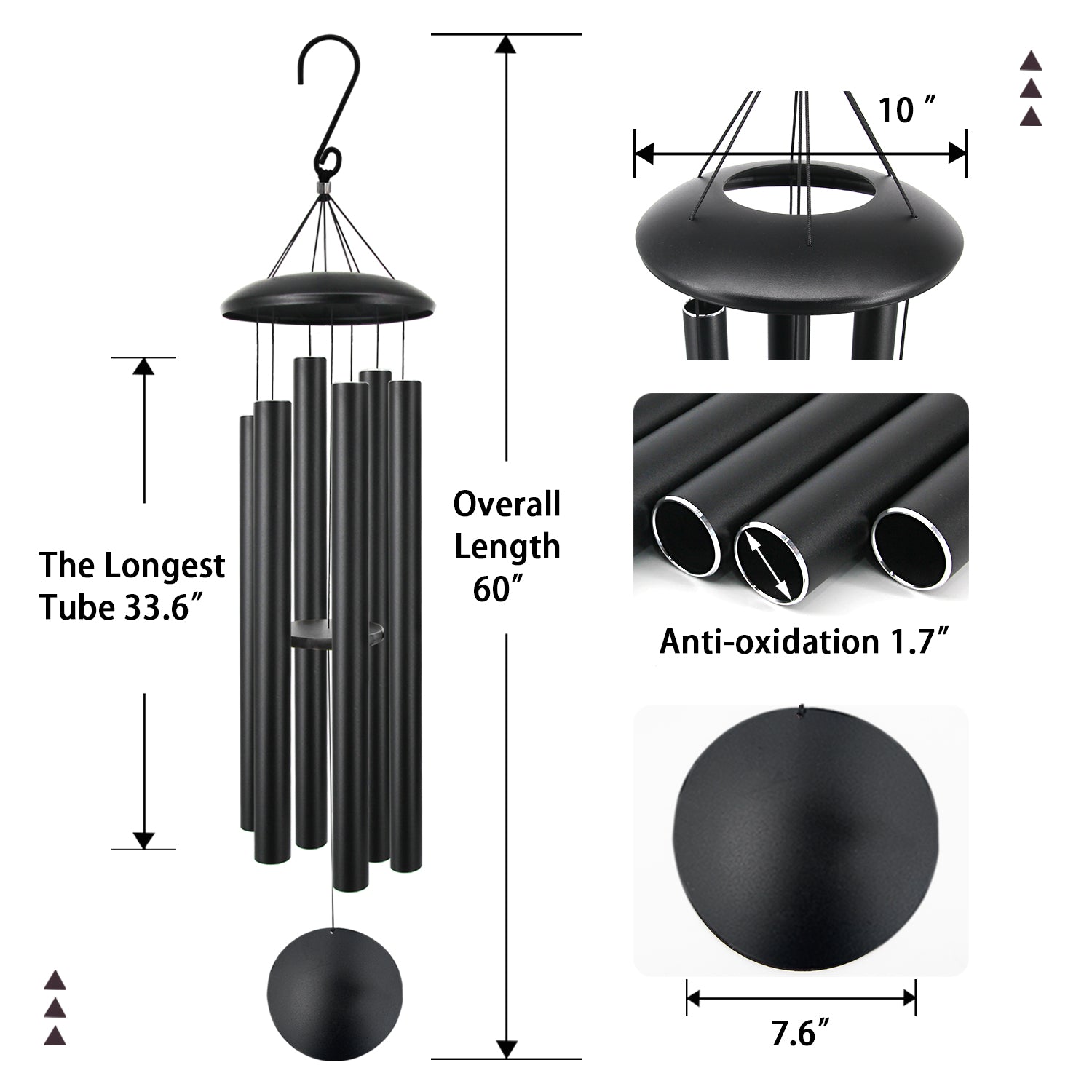 Large 48-Inch Metal Wind Chime - Deep Resonant Bass Tone, 5-Note Church Large 48-Inch Metal Wind Chime - Deep Resonant Bass Tone, 5-Note Church