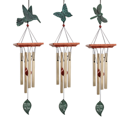 Personalized Gift Wind Chimes-25 Inch, 4 Tubes, Bronze-Butterfly/Hummingbird/Dragonfly Style