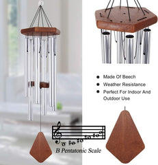 Wood Series Wind Chimes-30 Inch Silver