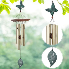 Personalized MemorialGift Wind Chimes-25 Inch, 4 Tubes, Bronze-Butterfly/Hummingbird/Dragonfly Style ，Memorial Custom Wind Chimes for Loss of Loved One