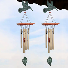 Personalized Gift for mother Wind Chimes-25 Inch, 4 Tubes, Bronze-Butterfly/Hummingbird/Dragonfly Style