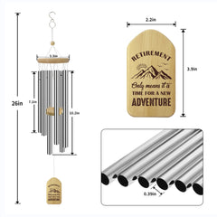 ASTARIN Personalized Retirement Gift Wind Chimes-26inch, 6 Tubes, Silver/Black