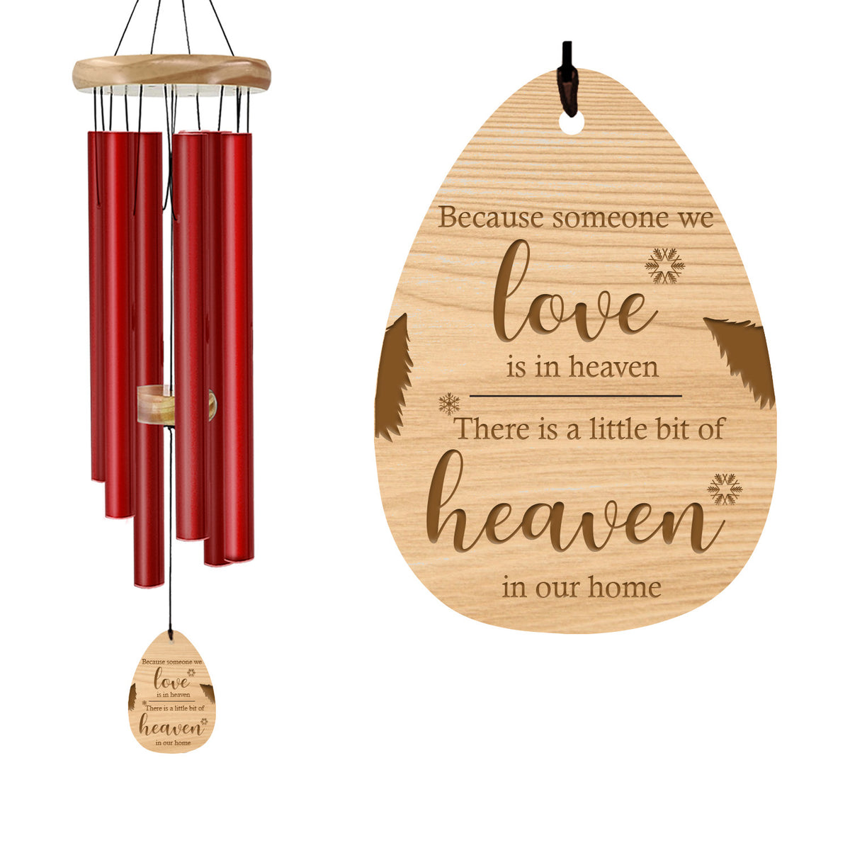 Personalized Memorial Wind Chimes-30 Inch, 6 Tubes, 4 Colors-Pine Wood Series,Memorial Gift
