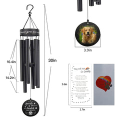 Personalized Pet Memorial Wind Chimes-30 Inch, 5 Tubes, Black/Silver-Pet Loss Gift