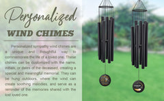 Personalized Memorial Wind Chimes-38 Inch,8 Tubes,Black-Metal Ring Style, For Loss of Mom or Other Loved one
