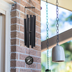 Personalized Memorial Wind Chimes-38 Inch,8 Tubes,Black-Metal Ring Style, For Loss of a Loved One