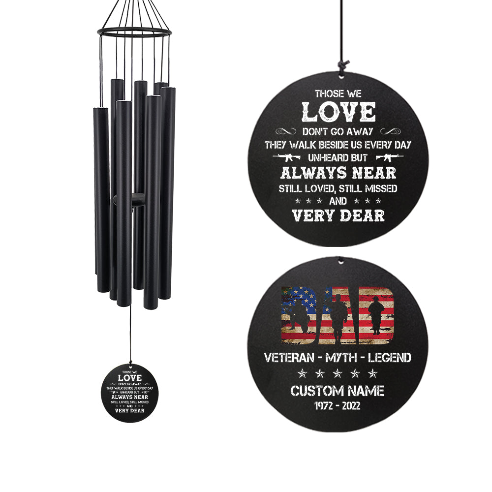 Personalized Memorial Wind Chimes-38 Inch,8 Tubes, Black-Metal Ring Style, Father's Memory Gift