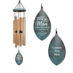 Personalized Mother's Day Wind Chimes-35 inch, 6 Tubes, Golden-Thank U Mom