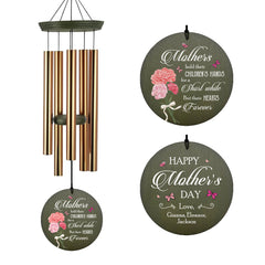 Personalized Mother's Day Wind Chimes-36 inch, 5 Tubes, Gold-Tree of Life Design, Heart Forever