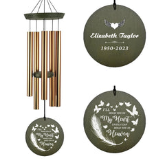 Personalized Memorial Wind Chimes-35 inch, 6 Tubes, Heart Design