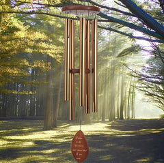 Personalized Memorial Wind Chimes-36 Inch, 5 Tubes, Black/Gold-Wood Leaf