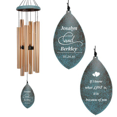 Personalized Anniversary Wind Chimes-35 inch, 6 Tubes, Golden/Black-Leaf Style A