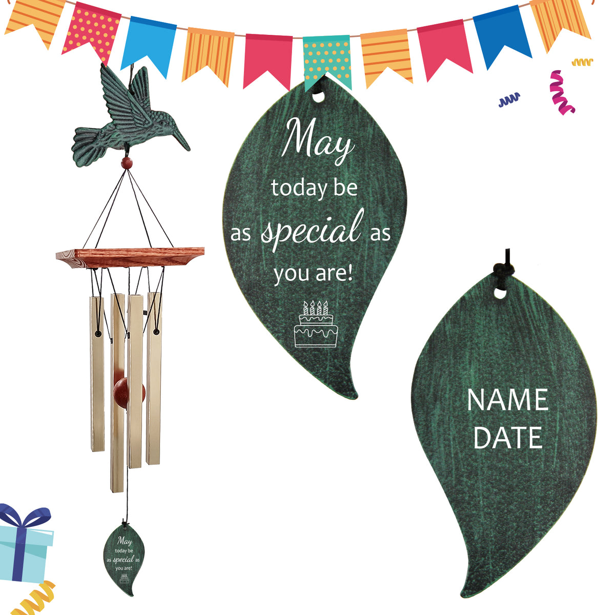 Personalized Birthday Gift Wind Chimes-25 Inch, 4 Tubes Ecology Series