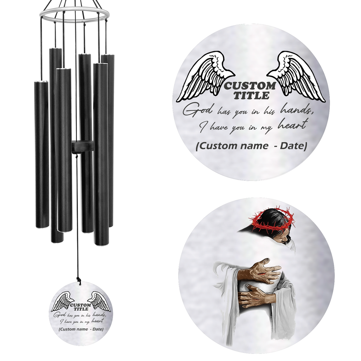 Personalized Memorial Wind Chimes-36/45 Inch, 6 Tubes, Wing Series