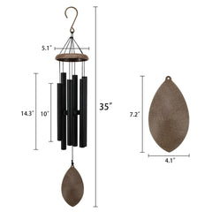 Personalized Anniversary Wind Chimes-35 inch, 6 Tubes, Golden/Black-Leaf Style A