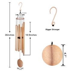 Personalized Christmas Wind Chimes-36 Inch, 6 Tubes,Rose Gold-Metal Ring Series, Christmas Gift